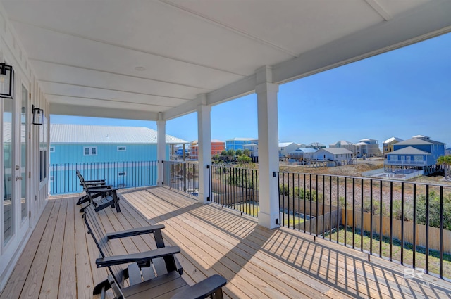 deck with a residential view