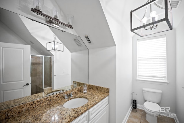 4672 Grander Ct Unit 15B, Orange Beach, AL 36561 - full bathroom featuring a chandelier, baseboards, toilet, and a stall shower