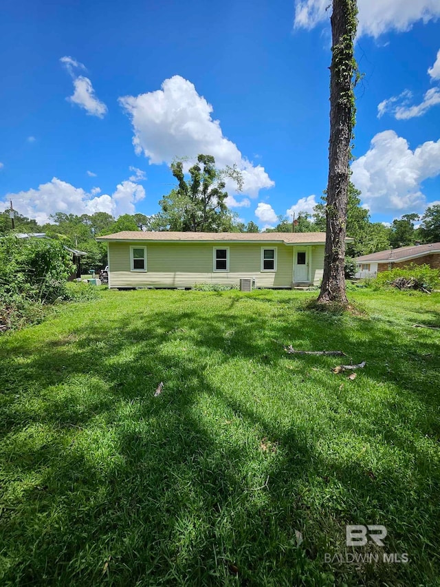 back of house featuring a yard