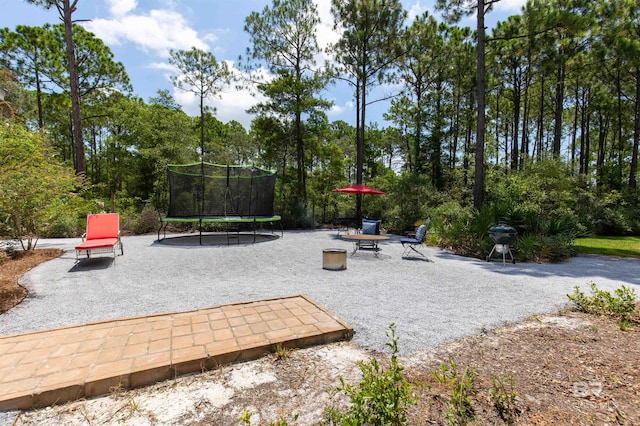 exterior space featuring a trampoline