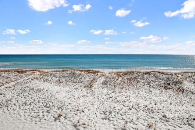 view of water feature with a view of the beach