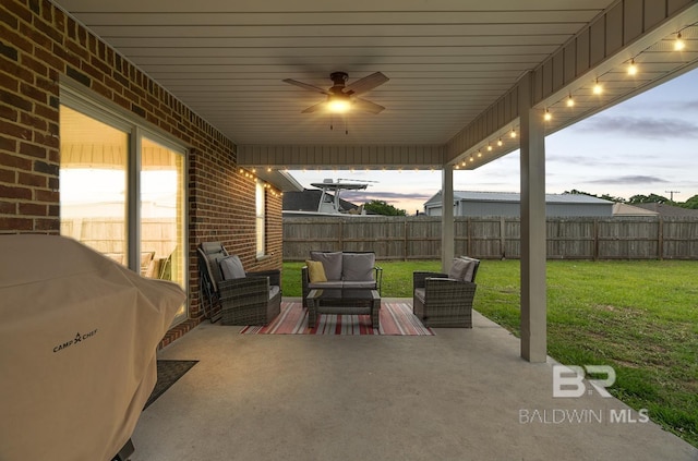 12960 Westfield Loop, Lillian, AL 36549 - view of patio with an outdoor hangout area, area for grilling, and ceiling fan