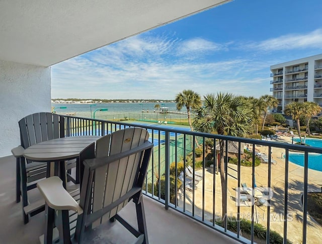 balcony with a water view