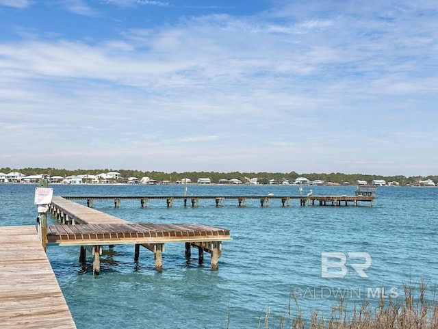 dock area featuring a water view