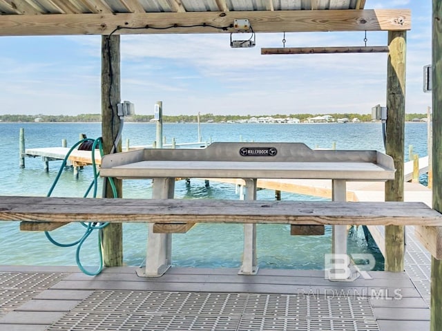 view of dock featuring a water view