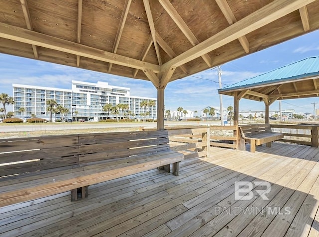 wooden deck with a gazebo