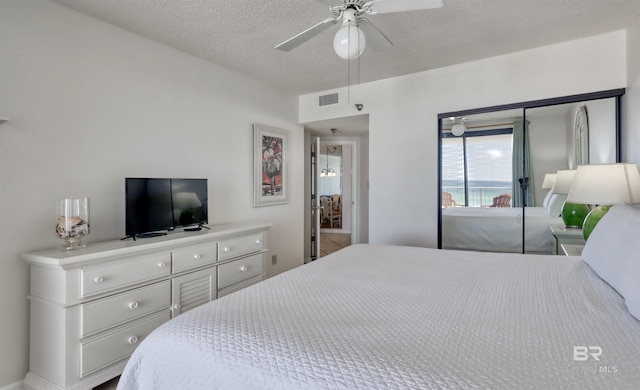 24770 Perdido Beach Blvd Unit 402, Orange Beach, AL 36561 - bedroom with ceiling fan and a textured ceiling
