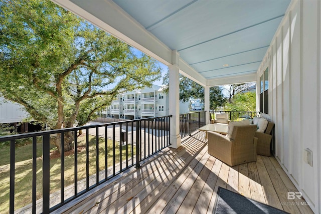 deck featuring an outdoor hangout area