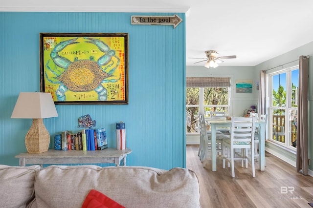 14752 State Highway 180, Gulf Shores, AL 36542 - living room with a ceiling fan and wood finished floors