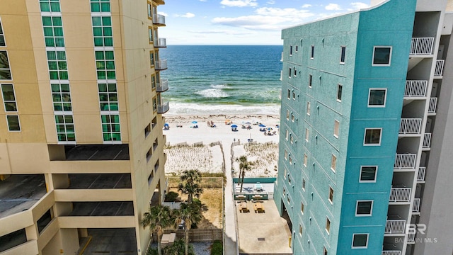 property view of water featuring a view of the beach