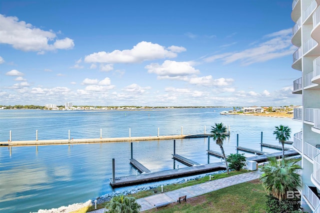 dock area with a water view and central AC