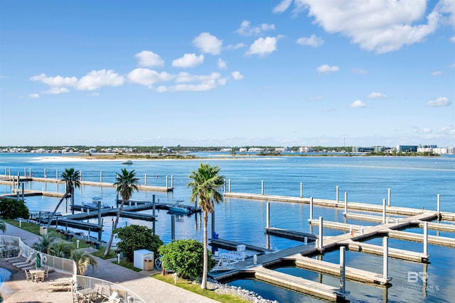 view of dock featuring a water view