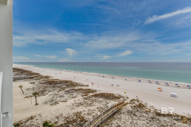 property view of water featuring a view of the beach