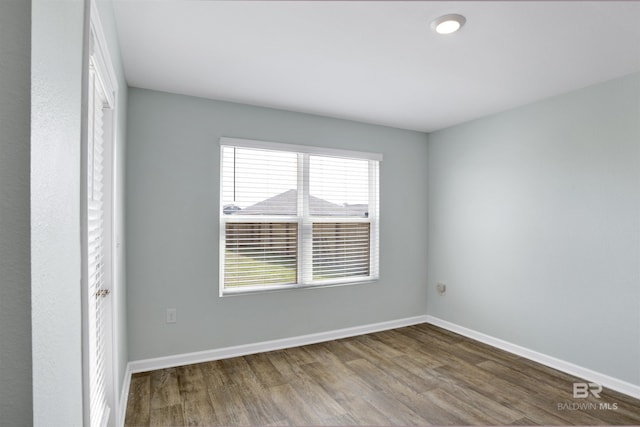 spare room featuring wood-type flooring