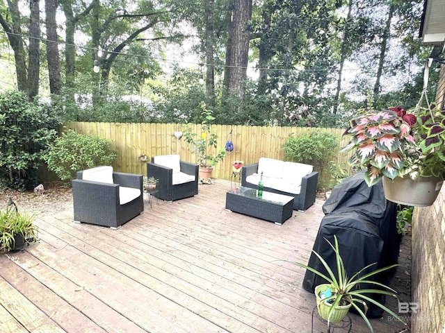 513 3rd St, Fairhope, AL 36532 - deck featuring outdoor lounge area and a fenced backyard