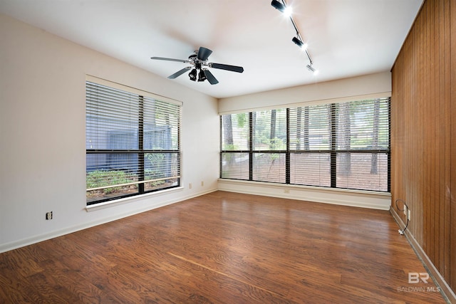 6 Pirates Ln, Spanish Fort, AL 36527 - empty room with track lighting, wood finished floors, and ceiling fan