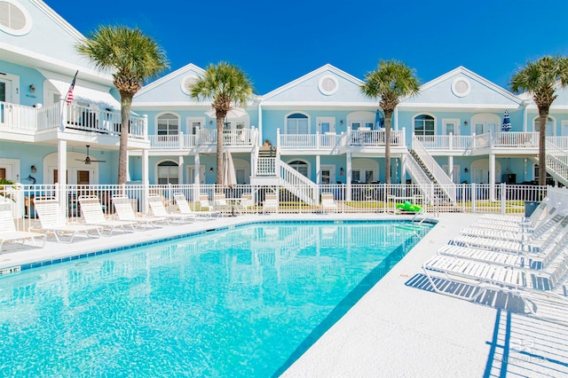 view of pool featuring a patio