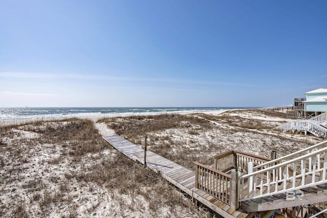 property view of water featuring a view of the beach