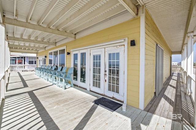 deck featuring french doors