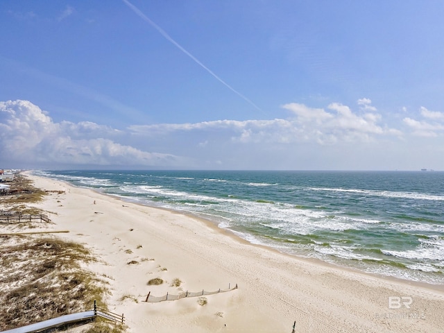 property view of water with a beach view