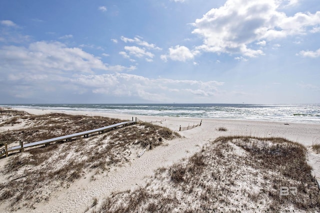 view of water feature featuring a view of the beach