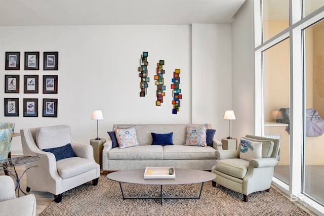 living room featuring wood-type flooring