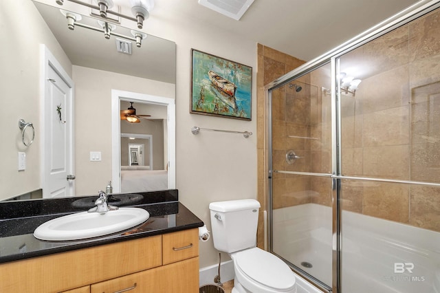28107 Perdido Beach Blvd Unit D1005, Orange Beach, AL 36561 - full bathroom with a tile shower, vanity, and ceiling fan