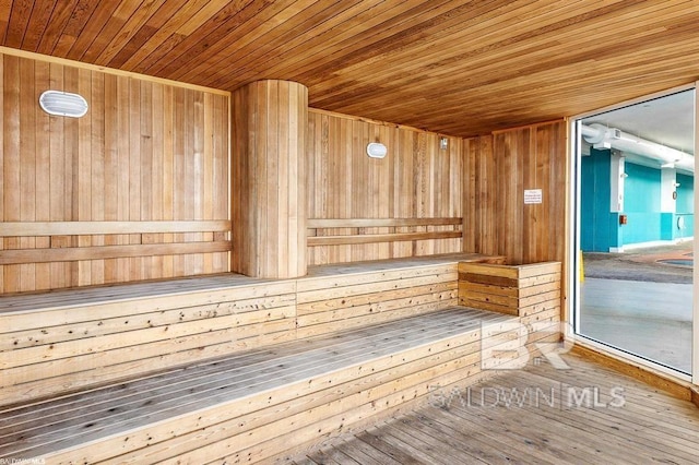 28107 Perdido Beach Blvd Unit D1005, Orange Beach, AL 36561 - relaxing sauna / steam room featuring wood ceiling, wooden walls, and wood-type flooring