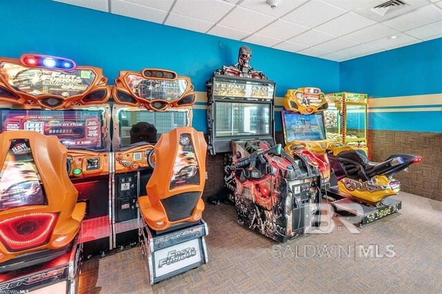 28107 Perdido Beach Blvd Unit D1005, Orange Beach, AL 36561 - rec room with a paneled ceiling and carpet