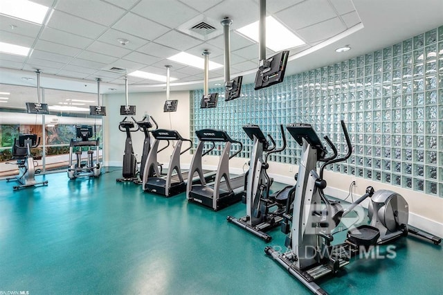 28107 Perdido Beach Blvd Unit D1005, Orange Beach, AL 36561 - exercise room with a paneled ceiling