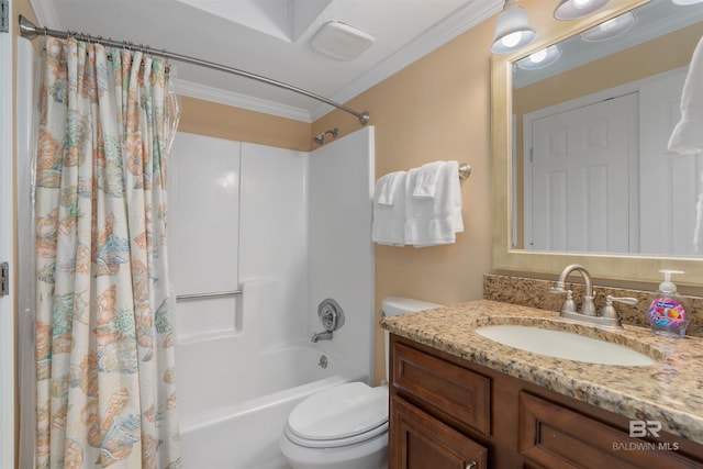 615 W Beach Blvd Unit 1E, Gulf Shores, AL 36542 - bathroom with ornamental molding, toilet, shower / tub combo, and vanity
