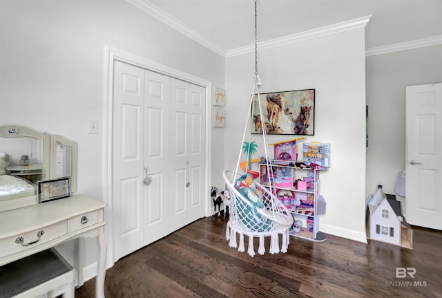 206 N Cir, Fairhope, AL 36532 - rec room with baseboards, ornamental molding, and wood finished floors