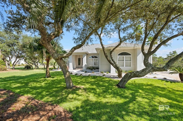 view of front of house with a front lawn