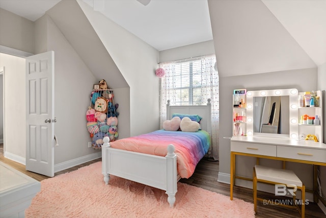 bedroom with wood-type flooring