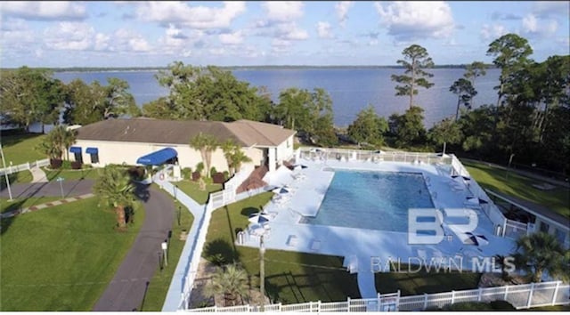 1434 Ridgewood Dr, Lillian, AL 36549 - view from above of property with a nearby body of water and a pool