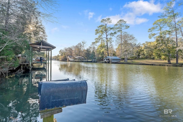 view of dock featuring a water view