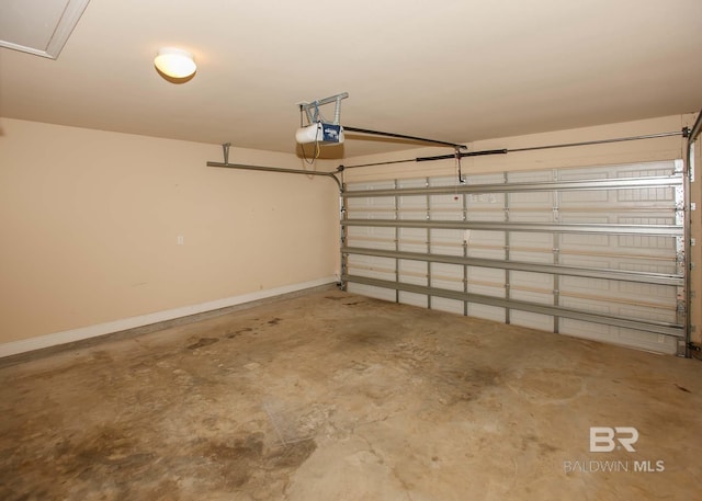 garage with a garage door opener