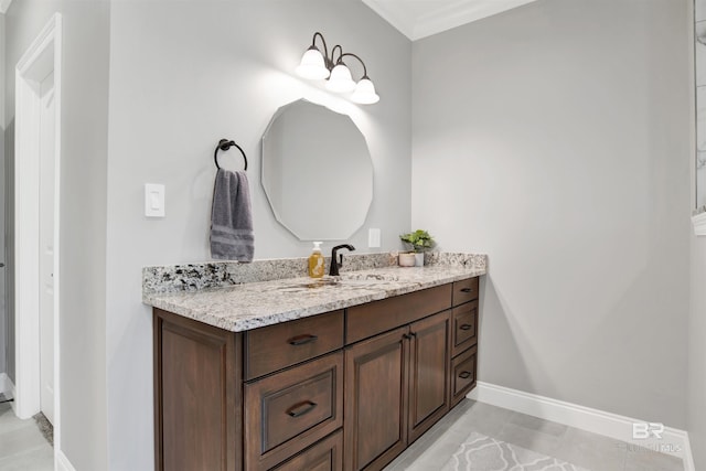 5698 Spring Landing Dr, Theodore, AL 36582 - bathroom with vanity, crown molding, and tile patterned floors