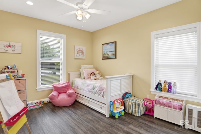 5698 Spring Landing Dr, Theodore, AL 36582 - bedroom with wood finished floors, recessed lighting, and a ceiling fan
