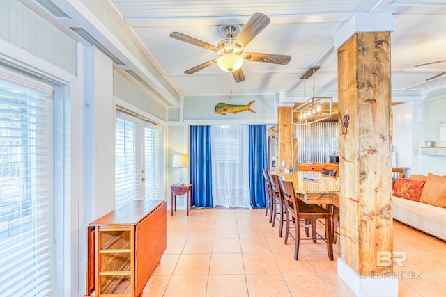 684 Chickasaw Rd, Gulf Shores, AL 36542 - tiled dining area with a ceiling fan