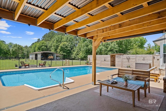 1609 Makaira Dr, Foley, AL 36535 - view of pool featuring a patio area, a fenced backyard, and view of wooded area