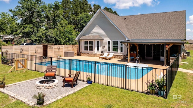 1609 Makaira Dr, Foley, AL 36535 - view of pool with a fire pit and a patio area