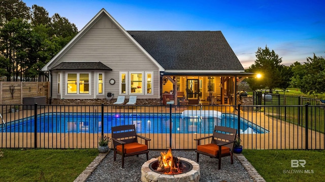 1609 Makaira Dr, Foley, AL 36535 - view of swimming pool featuring a fire pit and a patio area