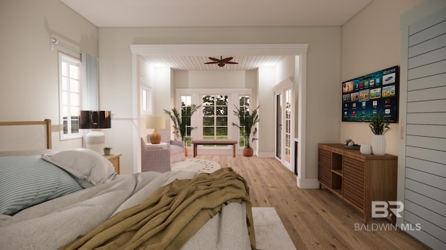 16880 Brigadoon Trl, Gulf Shores, AL 36542 - living area featuring wood finished floors and ceiling fan