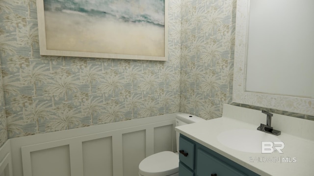 16880 Brigadoon Trl, Gulf Shores, AL 36542 - bathroom with wallpapered walls and vanity