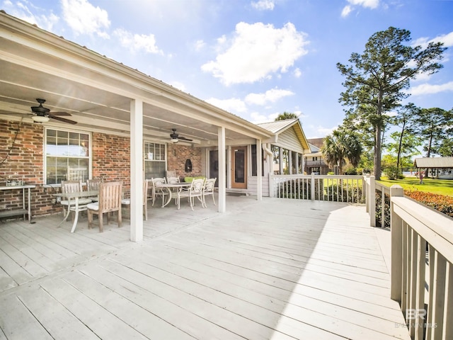 wooden terrace with ceiling fan