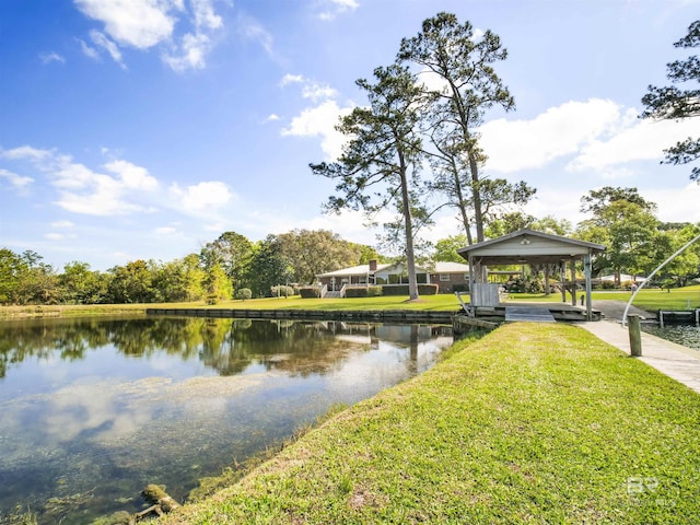 property view of water with a gazebo