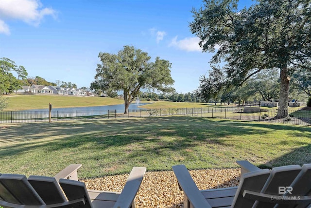 view of yard with a water view