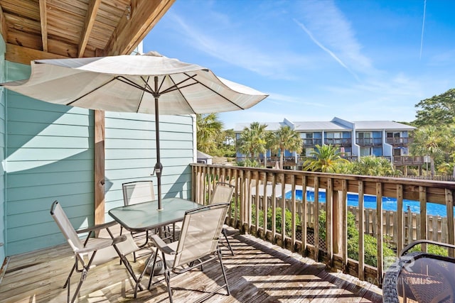 balcony with a water view