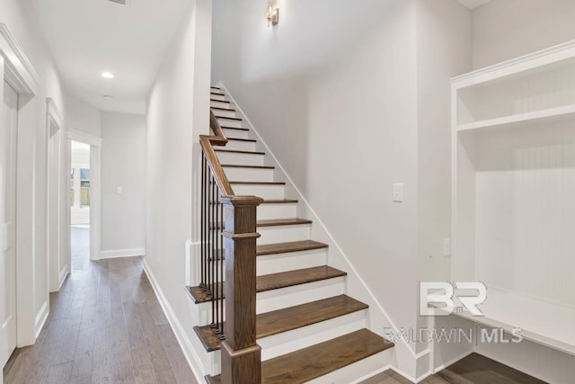 384 Garrison Blvd, Fairhope, AL 36532 - staircase featuring wood finished floors and recessed lighting